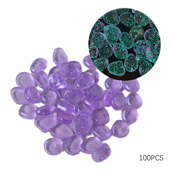 SELIVO 100Pcs Glow in the Dark Pebbles, Colorful Luminous Sparkling Star Point Stones, Decorative Glowing Rocks for Aquarium Fish Tank Garden Yard Landscape Decor, Purple