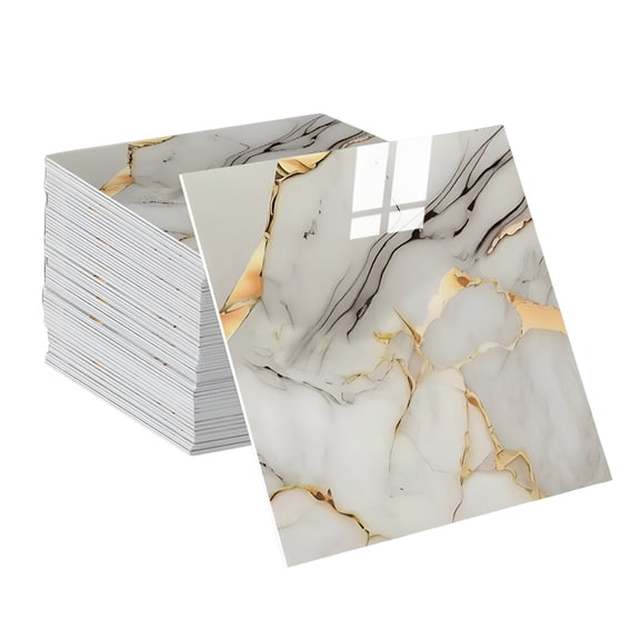 SELIVO 10Pcs Peel and Stick Backsplash Tile, 12"X12" Self Adhesive Marble Tile for Wall, PVC Waterproof Shower Wall Panels, Back Splash Stick on Tiles for Kitchen Bathroom Living Room