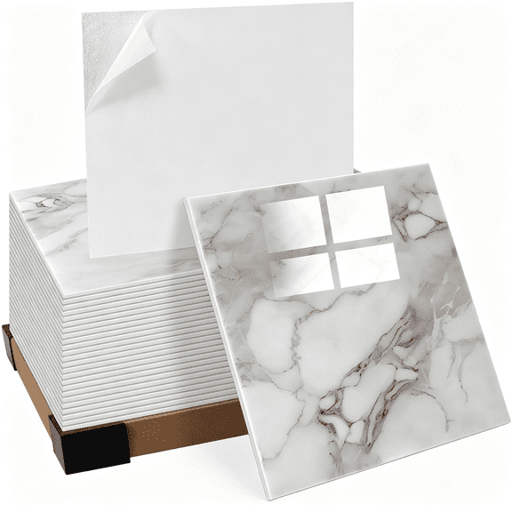 SELIVO 10Pcs Peel and Stick Shower Tile Waterproof Marble Tiles Wall Panels 11.8"X11.8" Self-Adhesive Backsplash for Home Bathroom Kitchen Showers (Not Real Tile)