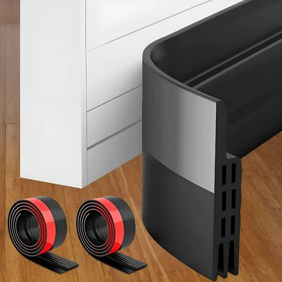 SELIVO 2 Pack Door Draft Stopper,Door Sweep for Exterior/Interior Doors,Soundproof Door Bottom Weather Stripping,2" W x 39" L,Black