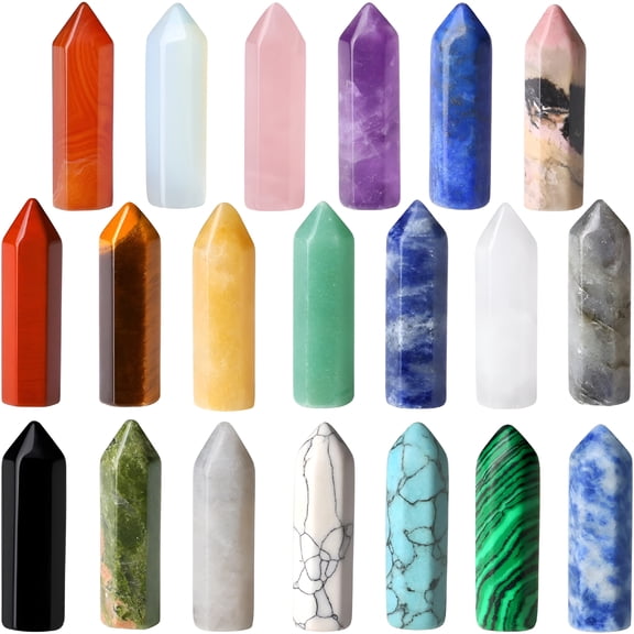 SELIVO 20 Pcs Healing Crystals Stones Sets Wands Bulk Natural Pocket Amethyst Crystal Rose Quartz Assorted Pointed Reiki Gemstones Polished Energy Meditation Chakra
