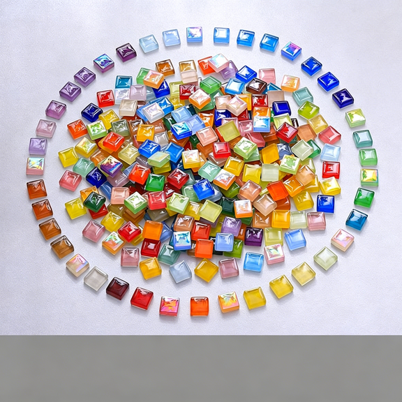 SELIVO 200 Pcs Mixed Color 11Cm Square Laser-Cut Crystal Glass Mosaic Tiles,Diy Creative Art Craft Materials for Home Decor&Art Projects,Multicolor a