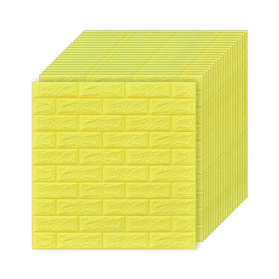 SELIVO 2026 New 20 Pcs 3D Wall Panels,Wallpaper Sticker with Self-Adhesive Waterproof Brick Pe Foam Wall Panels Peel and Stick for Interior Wall Decor,Home Decoration,4Mm35Cm38.5Cm - Bright Yellow