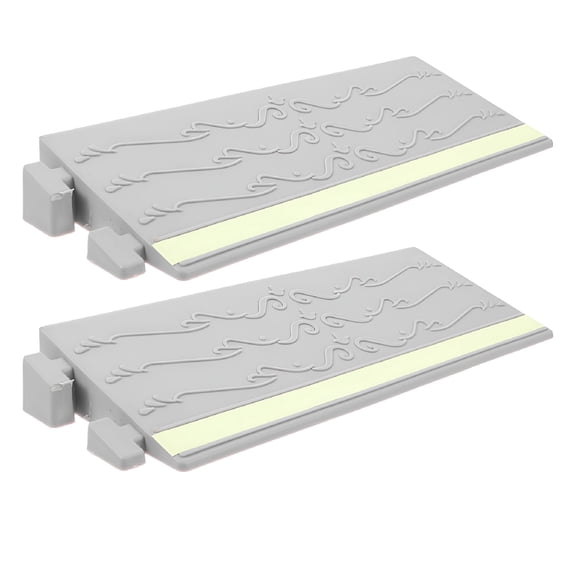 SELIVO 2026 New 2Pcs Door Threshold Ramp Wheelchair Ramp Entry Ramp with Fluorescent Strips for Transition Threshold Step Doorways Supermarket Entry and Garage Light Grey