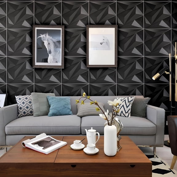 SELIVO 2026 New 30X30Cm Art 3D Wall Panel Diy Home Decor Ceiling Tiles Background Decal Black Black Panels for Wall Decor