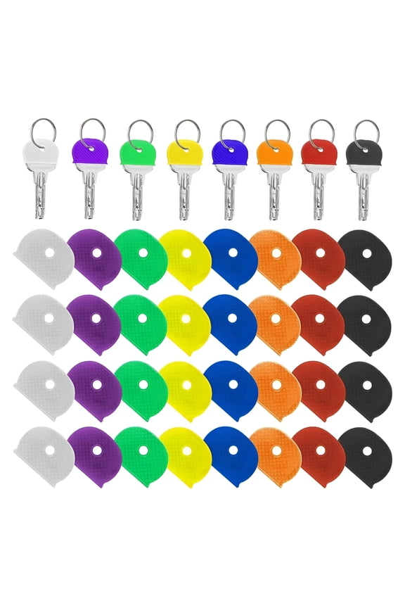 2026 New 40Pcs 1 Inch Key Cover Caps Soft Pvc Key Covers Protectors Coloured Key Identifiers for Standard Regular Thin Flat House Keys Easy to Identify(8 Colors)