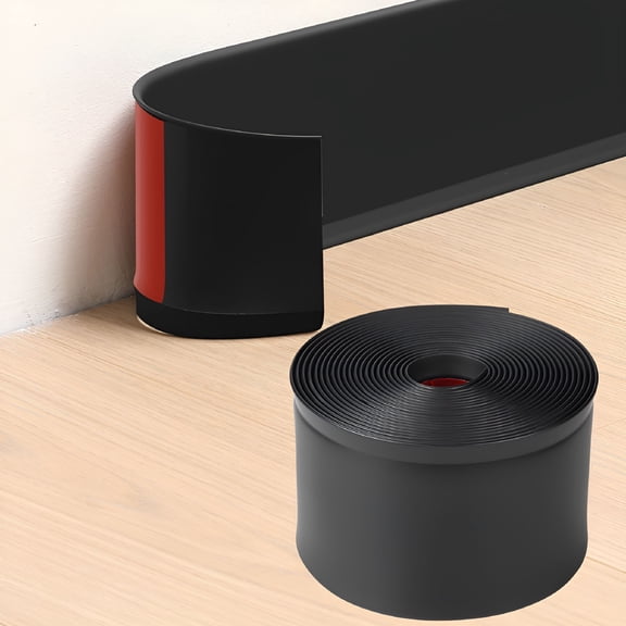 SELIVO 2026 New Flexible Baseboard Molding Trim,Self-Adhesive Design Vinyl Wall Base,Peel and Stick Rubber Wall Base Moulding Trim,4Inch(W) X 20Feet(L),Black