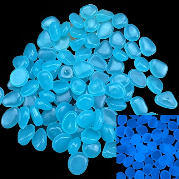 SELIVO 2026 New Glow in the Dark Rocks Outdoor,500 Blue Solar Rocks for Landscaping,Outdoor Decor Glow in the Dark Stones,Glowing Pebbles for Garden Backyard Patio Lawn Path,Powered By Sunlight