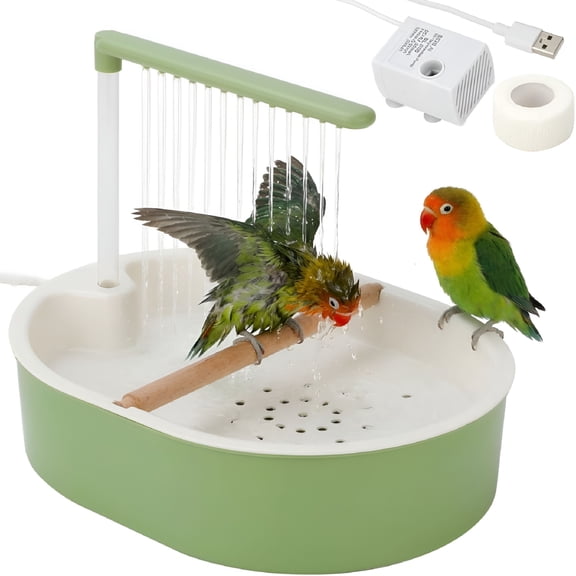 SELIVO 2026 New Parrot Shower for Cage,Automatic Parakeet Bird Bath with Circulating Water,Usb Charging Quiet Pump Detachable Bathtub,For Small&Medium Birds Budgie,Cockatiel,Lovebird,Conure,Quaker