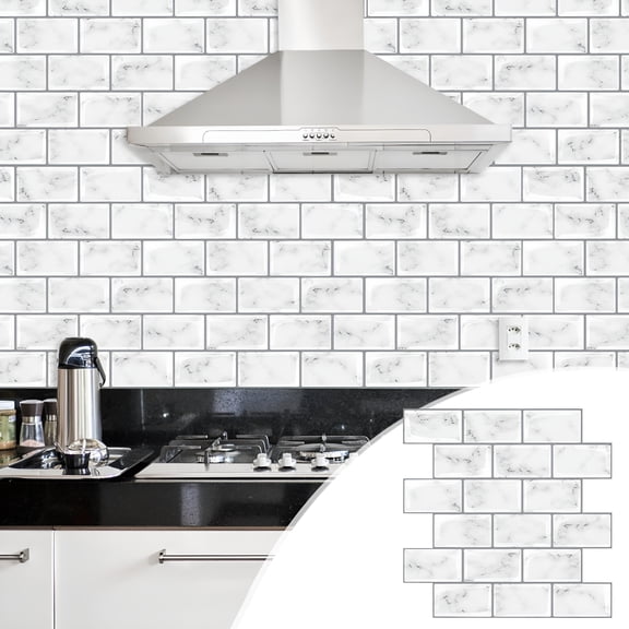 SELIVO 2026 New Tile Peel and Stick Backsplash for Kitchen,12"X12" Self Adhesive Wall Tiles Sticker on Back Splashes for Bathroom Gray Marble Design Back Splash Stick on Tiles for Kitchen