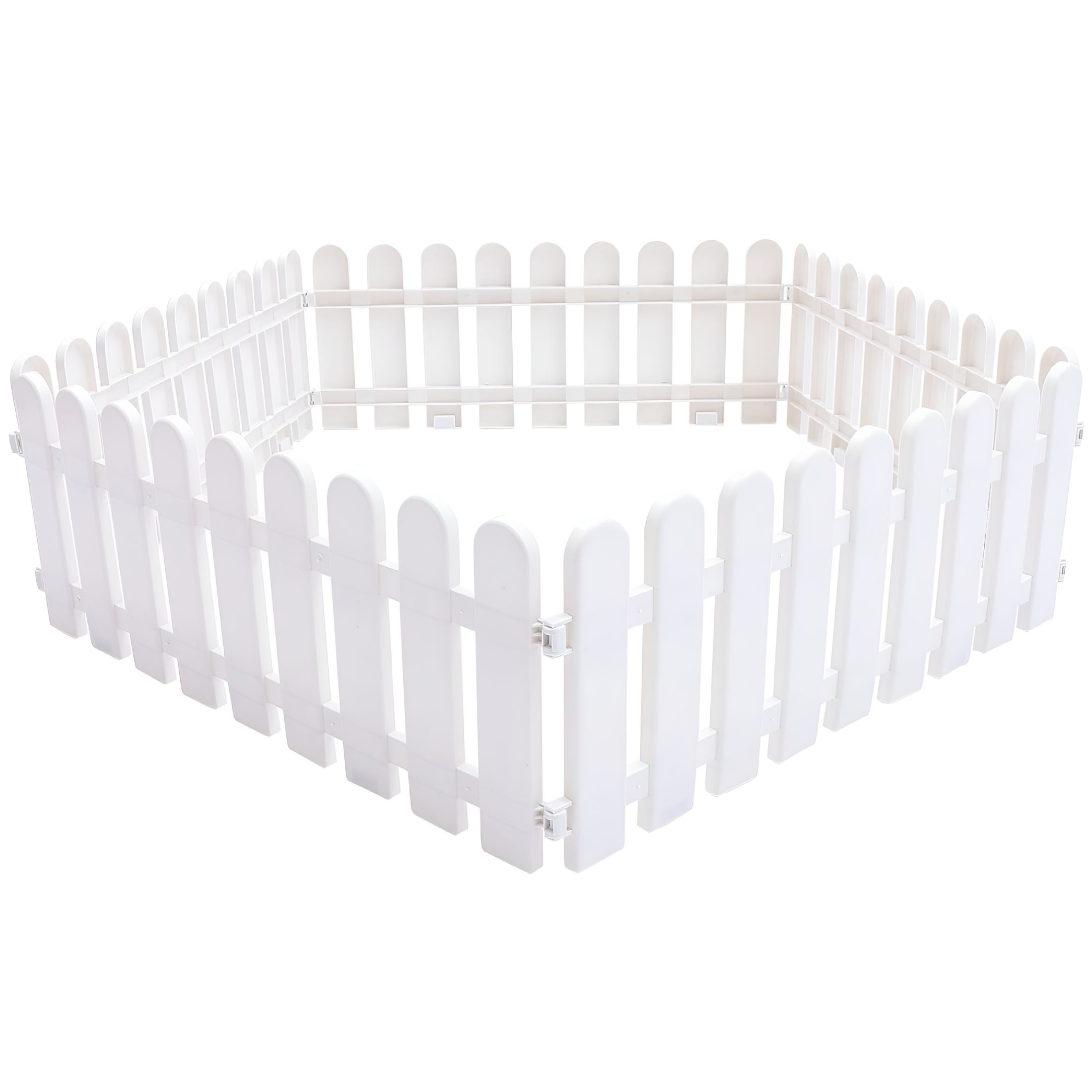 SELIVO 2026 New White Plastic Picket Fence,5Pc Set of Premium White Plastic Garden Picket Fences with Decorative Edging for Landscaping and Easy to Install Panels