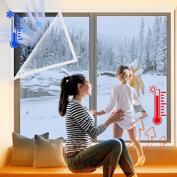SELIVO 2026 New Window Insulation Kit,47 X 63 Inches,Cuttable Transparent Film with Adhesive Straps,Reusable Window Plastic for Window Draft Proofing,Winter Insulation and Heat Retention