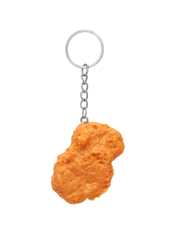 2Pcs Realistic Chicken Nuggets Key Chain, Creative Imitation Funny Food Keychain Fun Cute Fried Chicken Nugget Key Ring for Suitcases Handbag Purse Novelty Keys Accessories