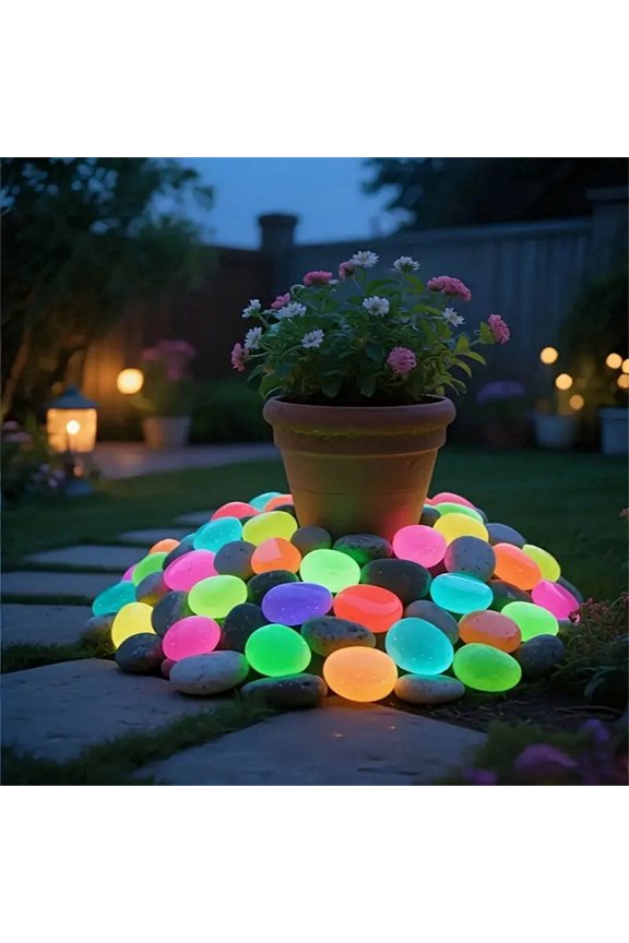 32 Pcs Glow Pebbles Glowing Rocks Luminous Stones, Decorative Glow Stones,Pebbles Outdoor Fish Tank Rocks Photo Frame Keychain, for Garden/Fish Tank/Aquarium/Walkway/Driveway/Plant Pots