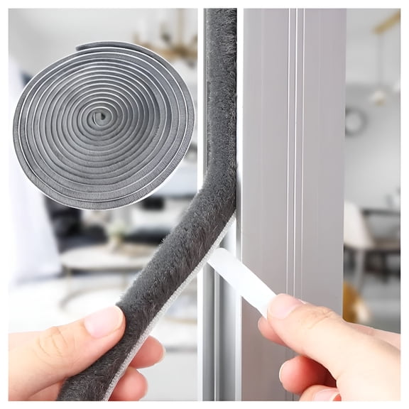 SELIVO 33Ft Weather Stripping Brush Seal, Self-Adhesive Draft Stopper Strip for Sliding Windows & Doors, 0.35" x 0.35" Gray