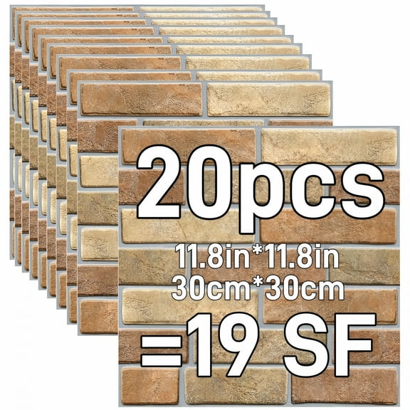 SELIVO 3D Brick Wallpaper Peel Stick 20count,Faux Foam Panels,Self-Adhesive Wall Tiles