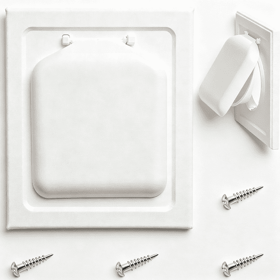 SELIVO 4 Inch Dryer Vent Cover Outside, Dual Flap Vent Hood with Backdraft Damper, Wall Exhaust Vent Cap for Dryer/Bathroom Fan, Includes 4 Screws, Backdraft Damper White