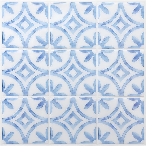 SELIVO 5 Sheets Peel and Stick Backsplash,Premium Self Adhesive Wall Tiles Peel and Stick -11.8" X 11.8" for Bathroom,Fireplace,RV,Kitchen (Blue and White Porcelain)
