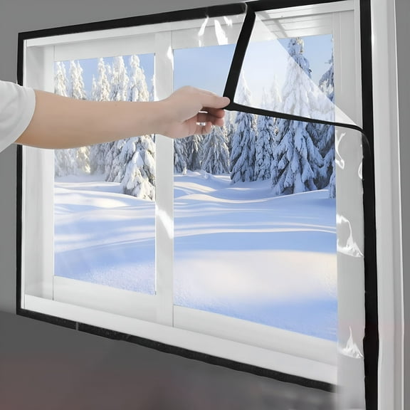 SELIVO Under $5 Window Insulation Kit for Winter Keep Cold Out,Cuttable Transparent Film Thickness,Easy to Open for Ventilation,Reusable Plastic Window Wrap