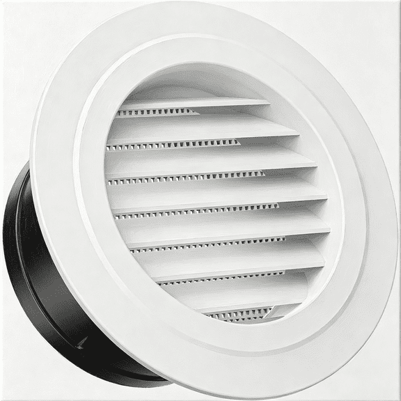 SELIVO 6 Inch Soffit Vent Cover Round Abs Louver with Built-In Screen Mech for Attic,Bathroom,Garage & Dryer Duct Ventilation,6 Inch Built-In Screen Dryer Vent Cover(150Mm,White)