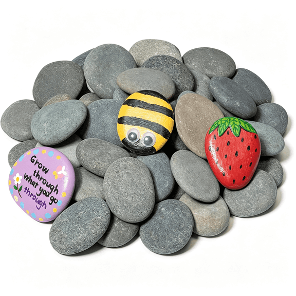 SELIVO 60 Pcs Rocks for Painting, 1-2" Natural Flat Diy Painting Rocks, Smooth Stones for Crafts, Arts,Decoration, Kindness Rocks Garden Decoration, Creative Art Kits for Adults