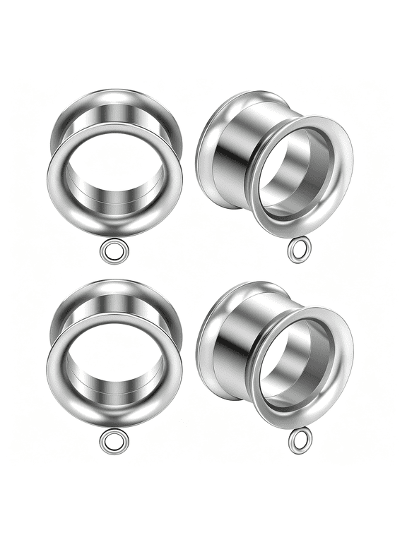 8G-25mm DIY Gauges for Ears 316L Surgical Steel Double Flared Tunnels Plugs Earrings Hollow Internally Threaded Ear Gauges Piercing for Women Men Silver Black Gold Tone