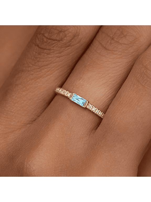 Birthstone Gold Rings for Women 14K Gold Plated Stackable Ring Non Tarnish Eternity Rings Dainty Cz Gemstone Engagement Rings Wedding Band Jewelry Gifts Size 4-10