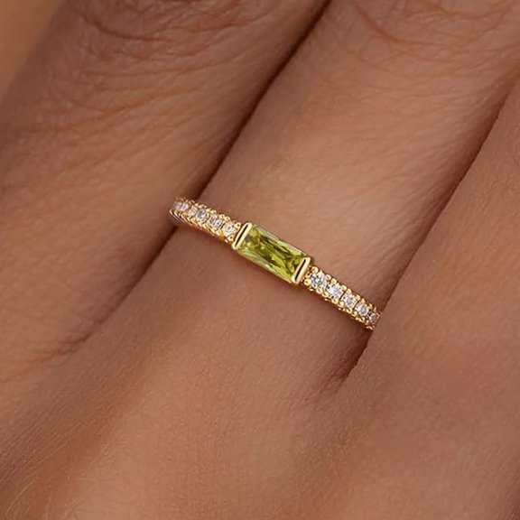 SELIVO Birthstone Gold Rings for Women 14K Gold Plated Stackable Ring Non Tarnish Eternity Rings Dainty Cz Gemstone Engagement Rings Wedding Band Jewelry Gifts Size 4-10