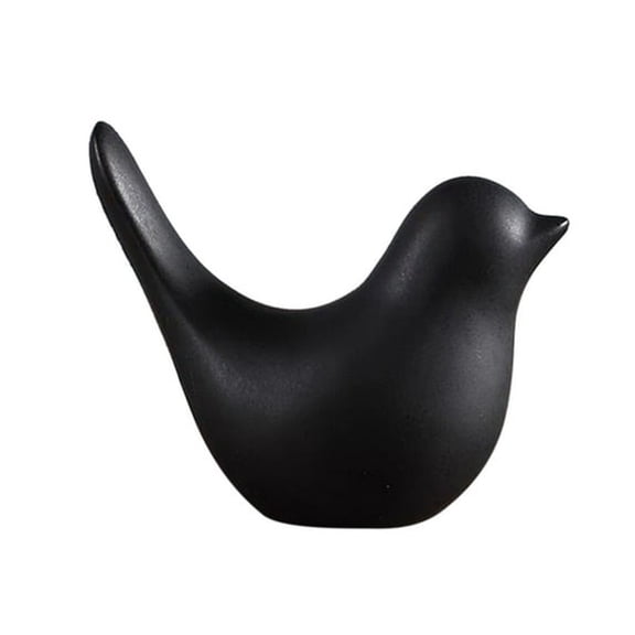 SELIVO Black & White Ceramic Bird Statue - Contemporary Home Office Desk Ornament for Shelf,Table and Modern Room Decor
