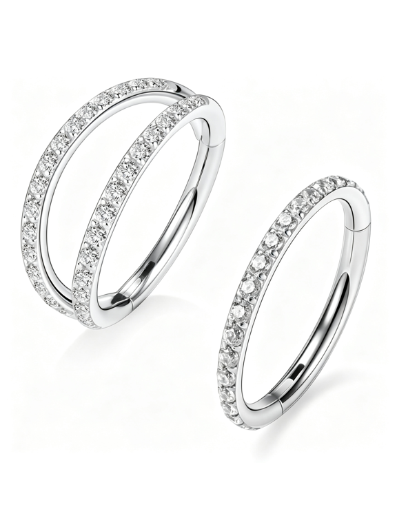 Conch Piercing Jewelry Double Hoop Nose Rings Rook Cartilage,2Pcs Gold Silver 20G 18G 16G 316L Surgical Steel Hinged Segment Ring 6-12mm Septum Lip rings Daith Tragus Piercing Jewelry