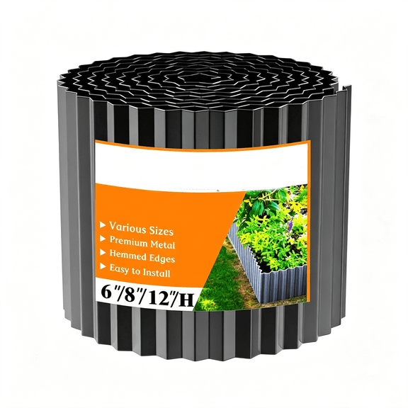 SELIVO Corrugated Metal Edging for Landscaping,Sturdy Garden Edging Border for Flower Bed,Lawn and Landscape Edging Stone Garden Edging (Black,6"40Ft)