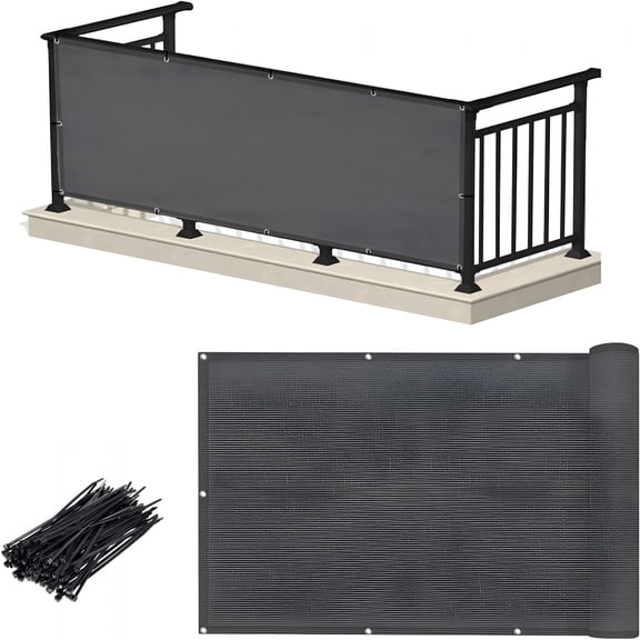SELIVO Dark Grey Balcony Privacy Screen Fence - UV Protection Weather-Resistant 3 FT Height Shade Screen for Deck, Patio, Backyard, Outdoor Pool, Porch, Railing