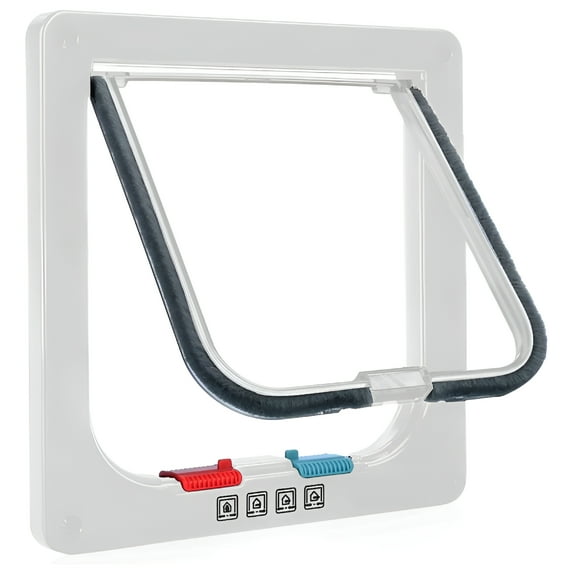 SELIVO Easy Installation Cat Flap Door, Suitable for Interior Exterior Doors and Thin Walls 4 Way Locking Mechanism Transparent Flap for Most Cats Small Dogs