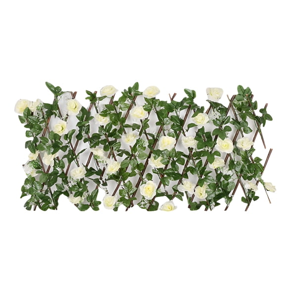 SELIVO Expandable Fence Privacy Screen Faux Ivy Decorative,Retractable Plant Hedge Panels,For Outdoor Garden Wall Patio Balcony,Fake Flower Hedge Lattice Fencing,Protected Privacy Hedging Wall