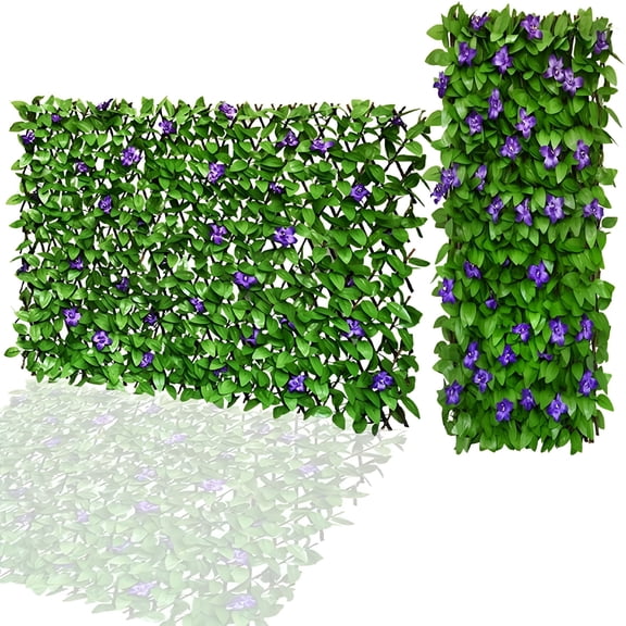 SELIVO Expandable Fence Privacy Screen with Artificial Leaves Decorative Hedge Lattice for Outdoor Garden Patio Balcony Yard Deck Porch Wall