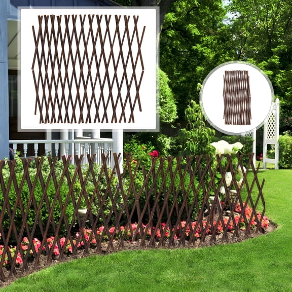 SELIVO Expandable Garden Fence 15.75*7.87 inch Wooden Lattice Panel for Climbing Plants Vine Ivy Rose Retractable Willow Trellis Privacy Screen Outdoor Yard Decor 1PC