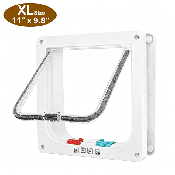 SELIVO Extra Large Cat Door for Interior Exterior Doors (Outer Size 11" X 9.8"), 4 Way Locking Weatherproof Doggie Door for Cats Samll Dogs, Cat Door Interior Door (White)