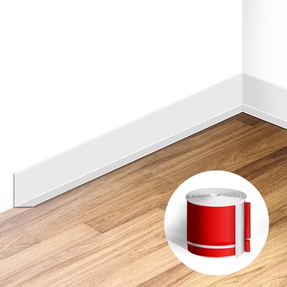 SELIVO Flexible Baseboard Molding Trim 3 Inch(W) X 40 Feet(L) Self Adhesive Vinyl Wall Base Peel and Stick Cove Base,Rubber Wall Base. Peel and Stick Molding (White)