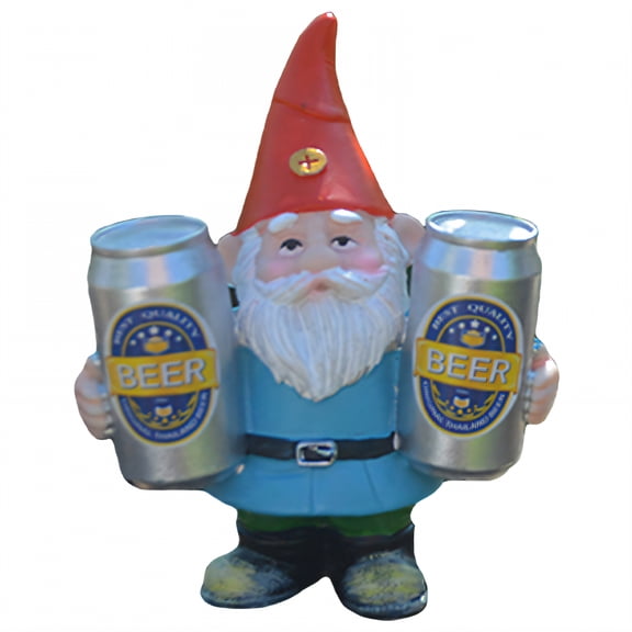 SELIVO Funny Garden Gnomes Holding Beer, Resin Little Dwarf Sculpture with Metal Texture, Weather Resistant Outdoor Yard Decorations for Lawn, Patio, Backyard, and Garden Party