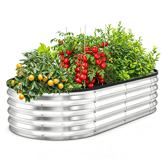 SELIVO Galvanized Raised Garden Bed Kit 4X2X1Ft,Planter Box Raised Garden Beds Outdoor,Easy Assembly Metal Raised Bed for Gardening Vegetables,Fruits,Flowers - Pack of 01 - Silver