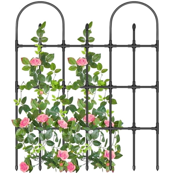 SELIVO Garden Trellis for Climbing Plants Outdoor 4FT,PE Metal Arch Stand with Flower Twisting Trellis,Plant Support Stakes Fence for Yard Landscaping Climbing Rose Cucumber
