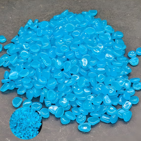 SELIVO Glow Pebbles,300 pcs Blue Glowing Rocks for Outdoor Decor,Garden Lawn Yard,Aquarium,Walkway,Fish Tank,Pathway,Luminous Pebbles Powered by Light or Solar