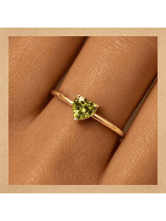 Heart Gold Birthstone Rings for Women Promise Rings for Her Non Tarnish gemstone ring