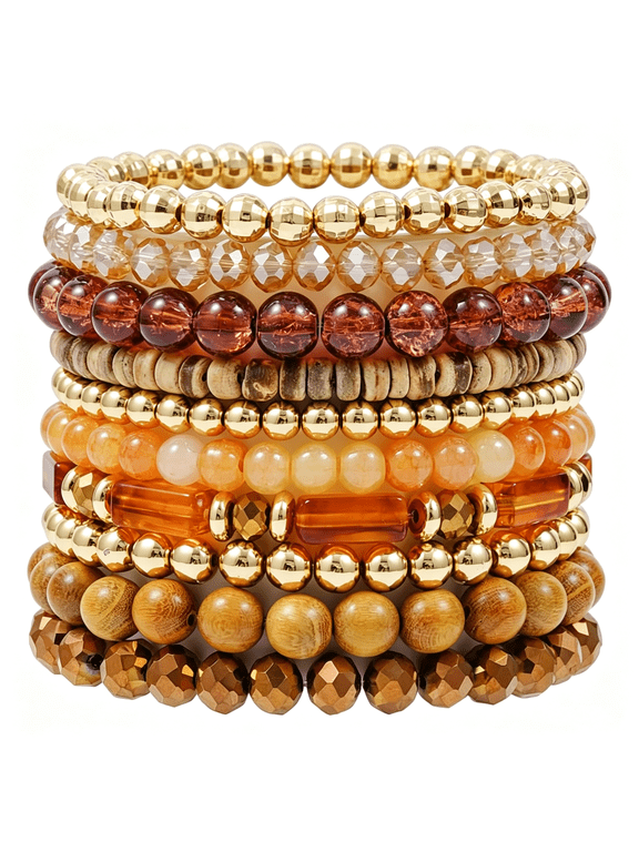 Heishi Clay Bead Bracelets for Women Bohemian Stackable Gold Beaded Stretch Bracelets Elastic Layering Friendship Bracelets Set Jewelry bracelets