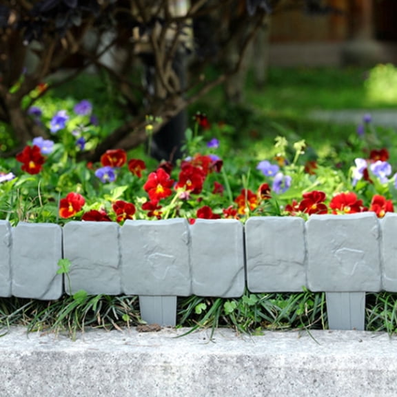 SELIVO Imitation Stone Garden Border, Splicing Lawn Edging, Flexible Interlocking & Weather Resistant, Landscaping Fence, Yard Decoration, for Flower Beds Pathways Diy-9.8"(Grey)