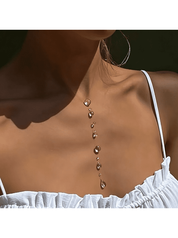 Morning Dewdrop Earrings and Necklaces Choker for Women Floating Necklace Rain Drop Earrings Clear Water Droplet Necklaces Drop Earring Dew Jewelry Dewdrop Design Floating Necklace