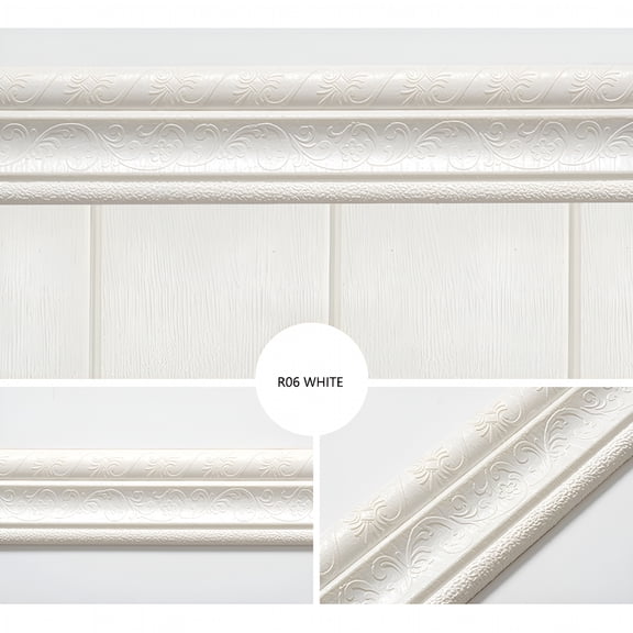 SELIVO Peel Stick Foam Crown Molding Trim, 7.55 Ft Self Adhesive 3D Wall Baseboard Edging Strip for Door Frame & Window Sill