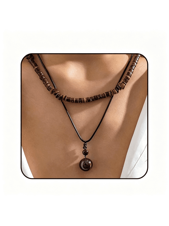 Puka Shell Necklace Men Coconut Bead Necklace for Men|Summer Hawaiian Beach Necklace for Women Surfer Beach Jewelry Coconut Bead Summer Hawaiian Beach waterproof beach jewelry