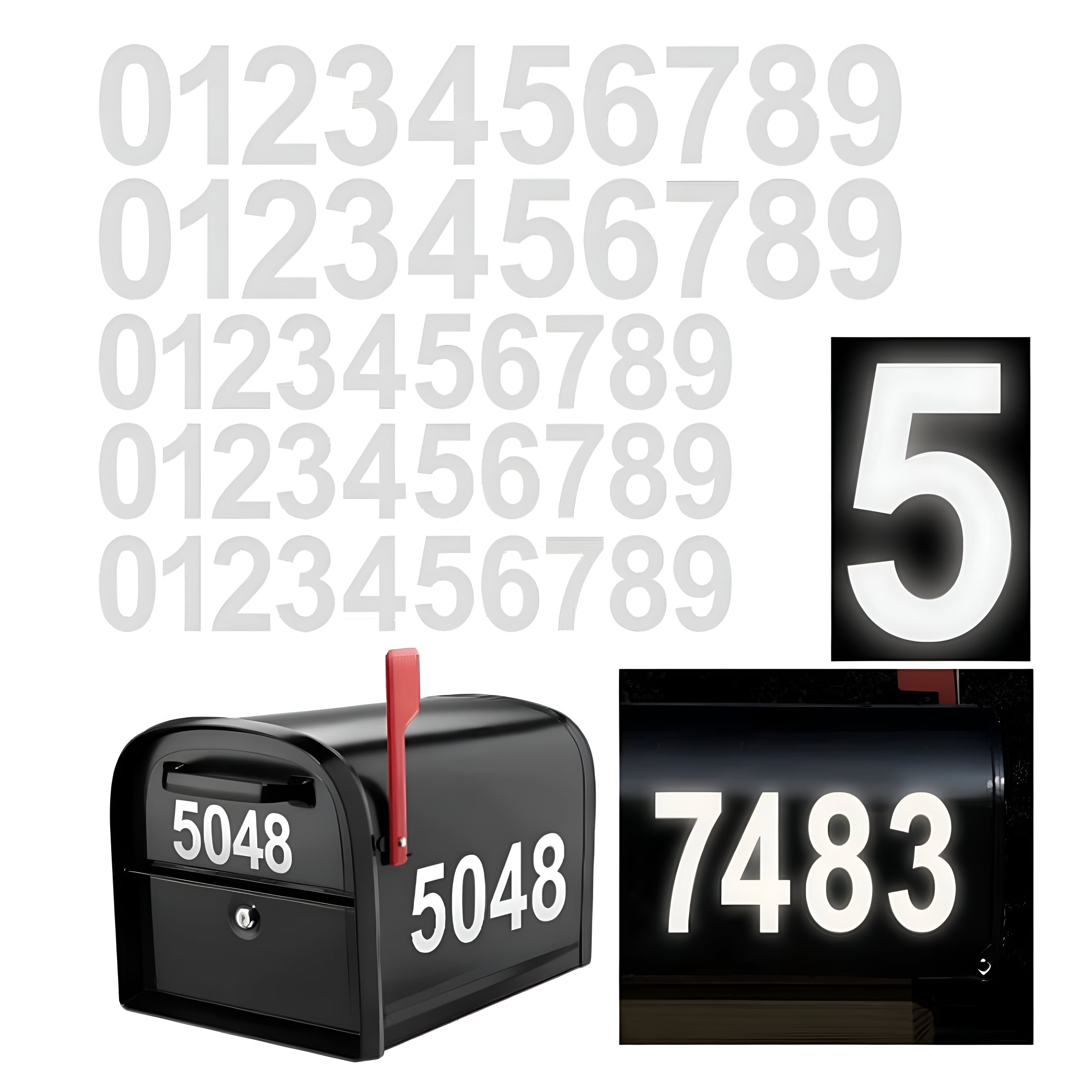 4 Inch Number Stickers, 0-9 Large Mailbox Self Adhesive