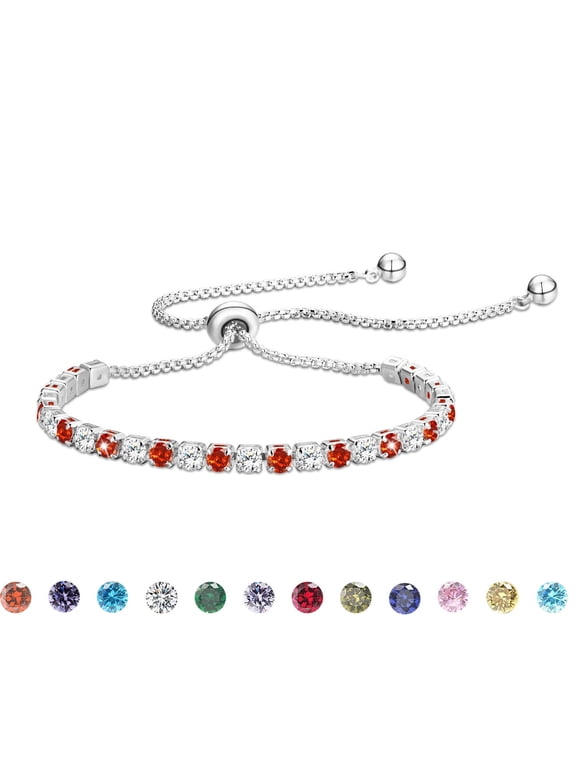 Sterling Silver Plated Tennis Bracelets for Women Girls CZ July Birthstone Bracelets with Red Ruby Birthday Graduation Jewelry Gifts Teen Her Mom Wife Adults Kids Ideas